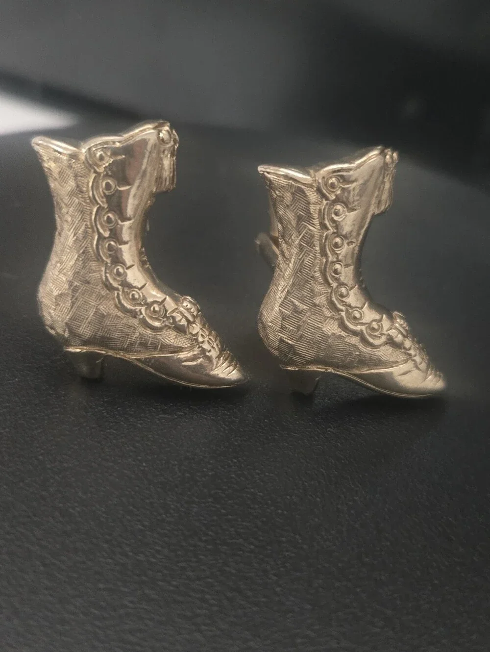 Vintage Goldtone Victorian Style Saloon Girl Boot Cufflinks